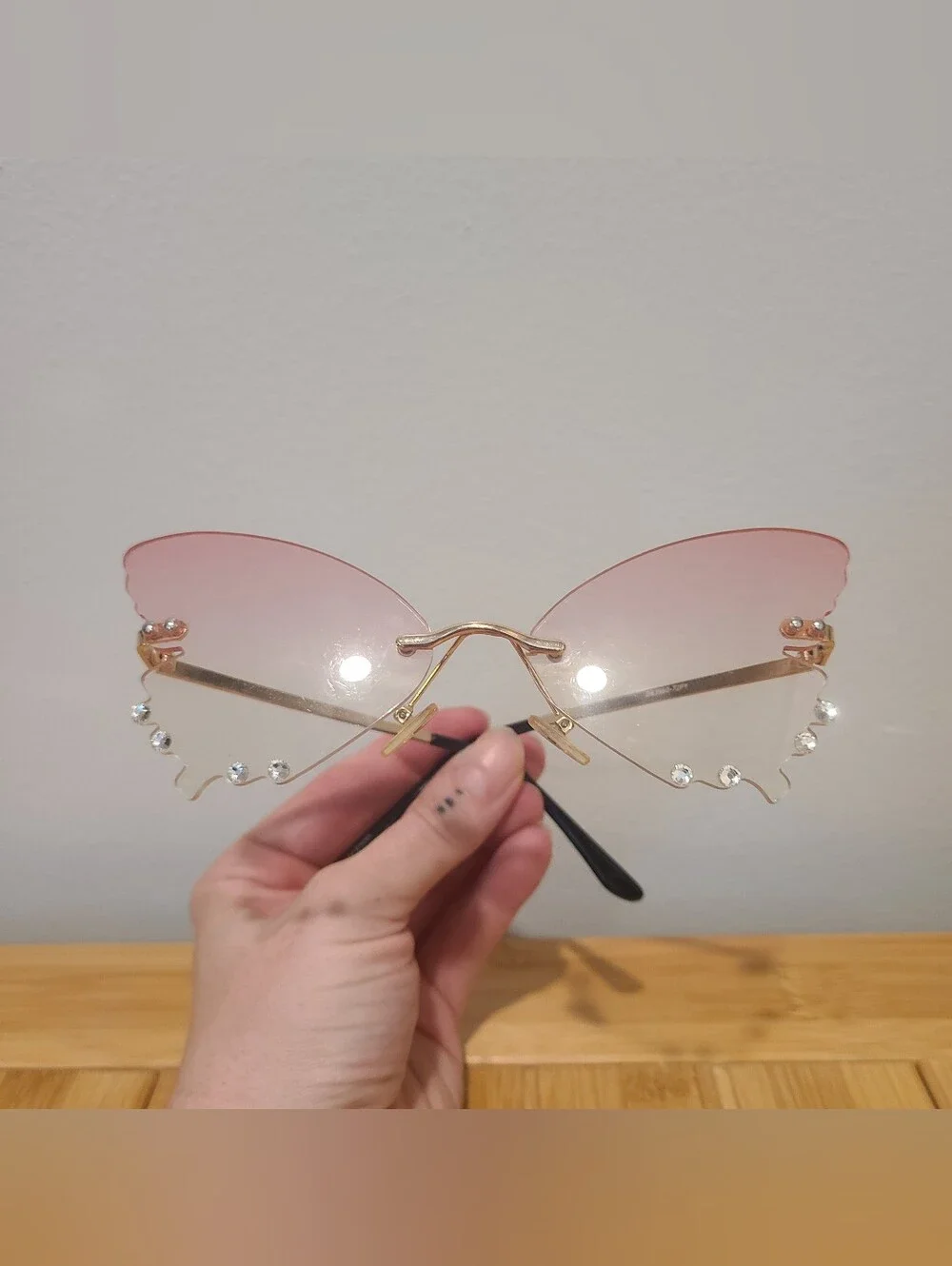 Pink Rhinestone Butterfly Sunglasses